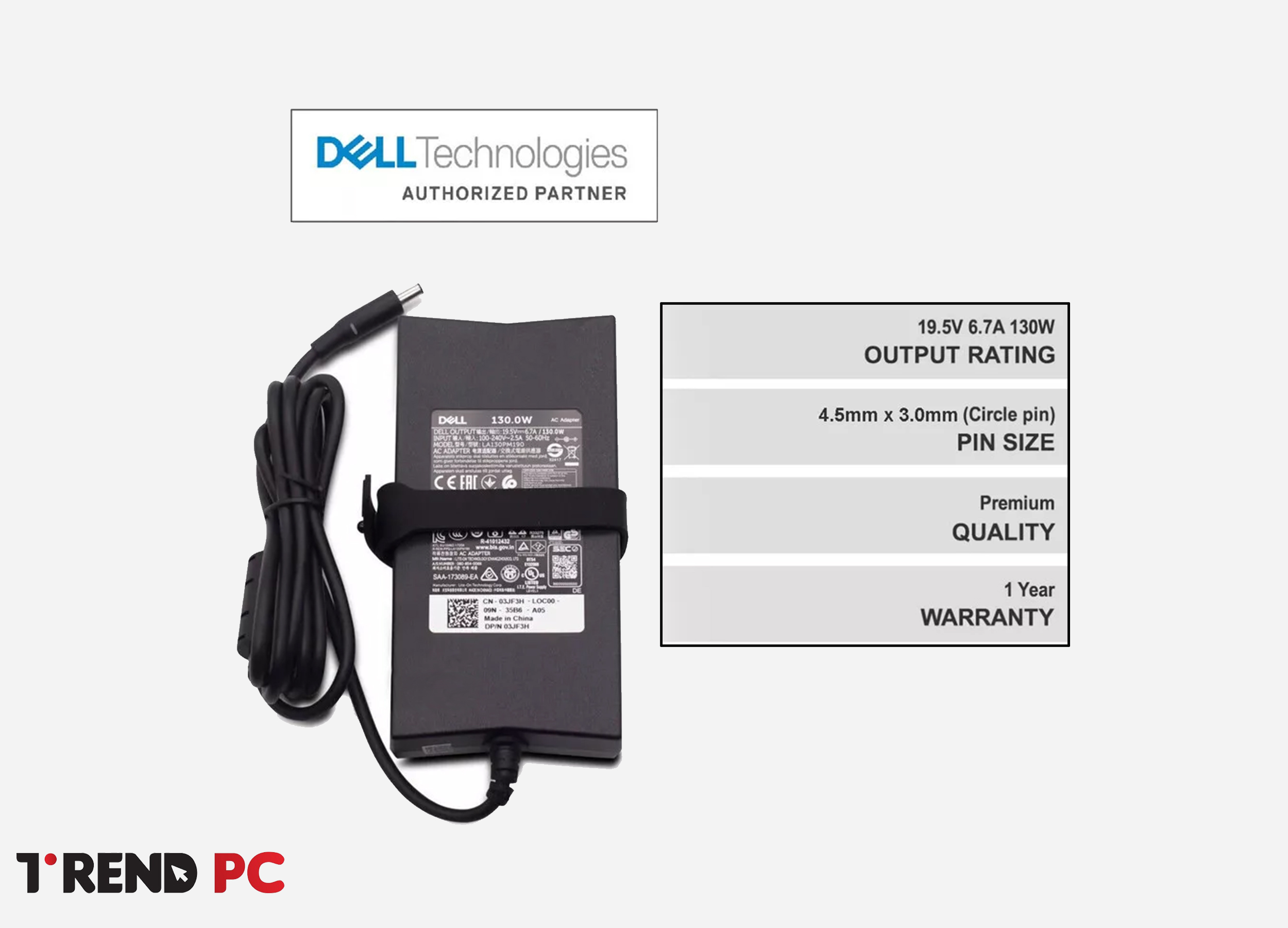 CHARGER DELL 130W SMALL PIN